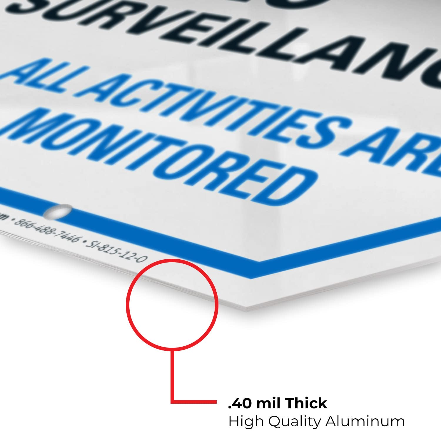 Video surveillance sign – CCTV – 24 horas vigilancia todas las actividades se controlados – Señal de alerta de seguridad leyenda grande 12 X 12 octogonal 0,40 libre de óxido aluminio señal