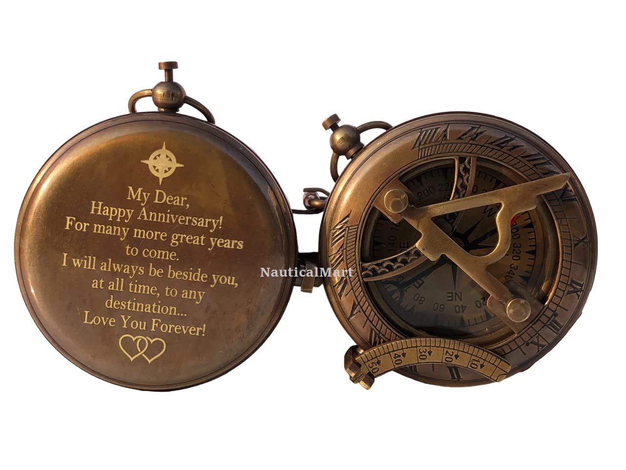 Gravierter Kompass „To My Husband I Love You“ – Aus Messing, Personalisierbar, In Lederbox, Geschenk Für Ihn