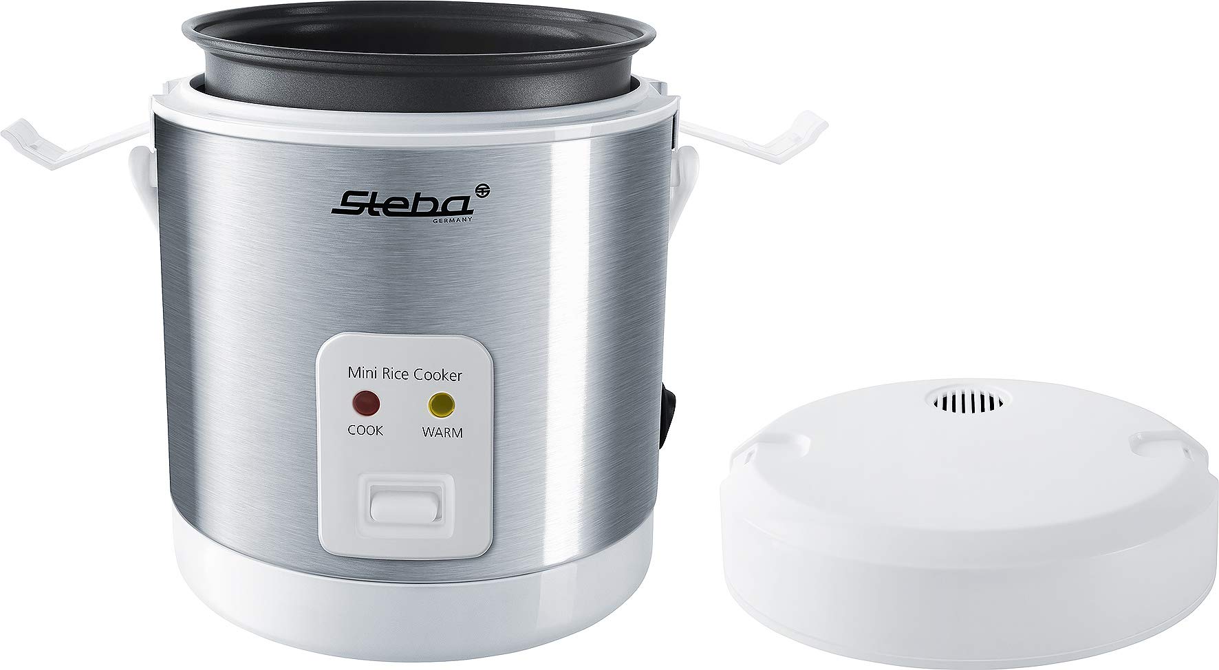 Steba RK 4 M Mini-Reiskocher, 0,9 Liter | Ein-Knopf Bedienung, Warmhaltefunktion, Antihaftbeschichteter Innentopf, Inkl. Reislöffel & Messbecher