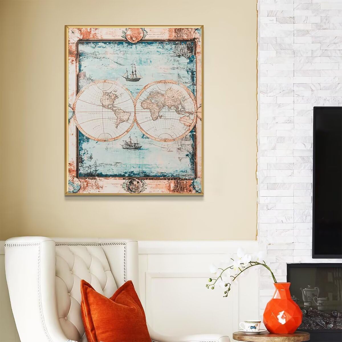 Dipingi con i Numeri Adulti Mappa, Paint by Numbers Paesaggio, Kit di Pittura Acrilica Hobby Creativi Adulti Fai-da-Te con Vernici e Pennelli per Decora la Casa, Regalo 80x110cm Senza Cornice 80-9