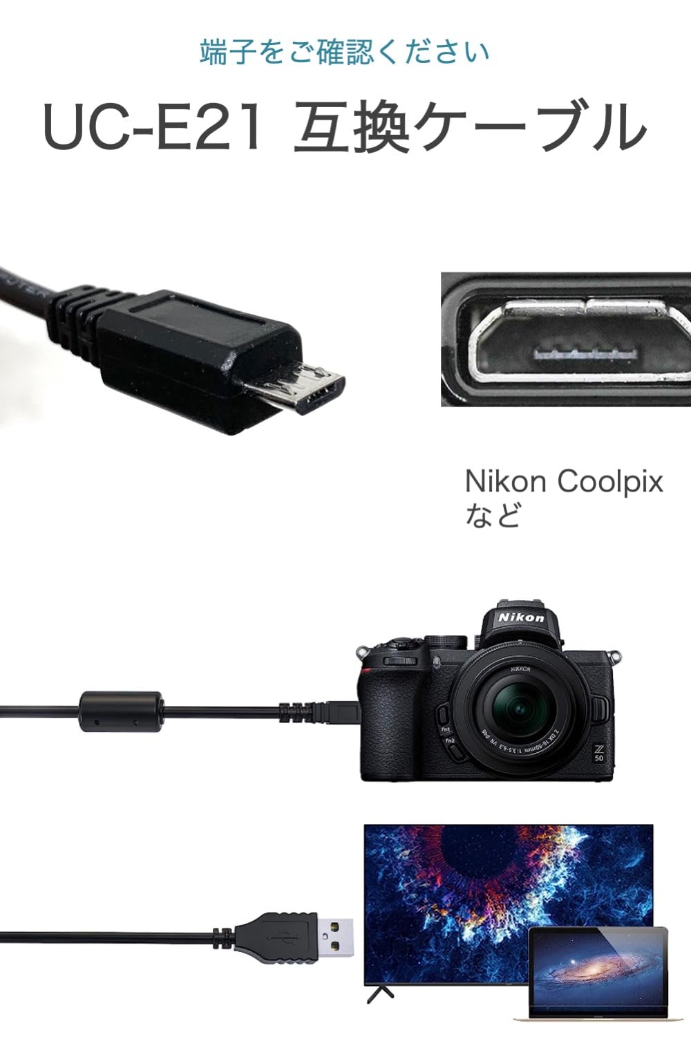 Amazon.co.jp: [wumio] Nikon 互換 ケーブル 1m ニコン UC-E21