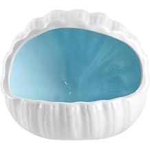 Betta Fish Tank Accessory Decor Cute Ceramic Aquarium Cave Shell Shape Fish House Hideout Ornament for Shrimp Fish Hiding Playing Blue, Large