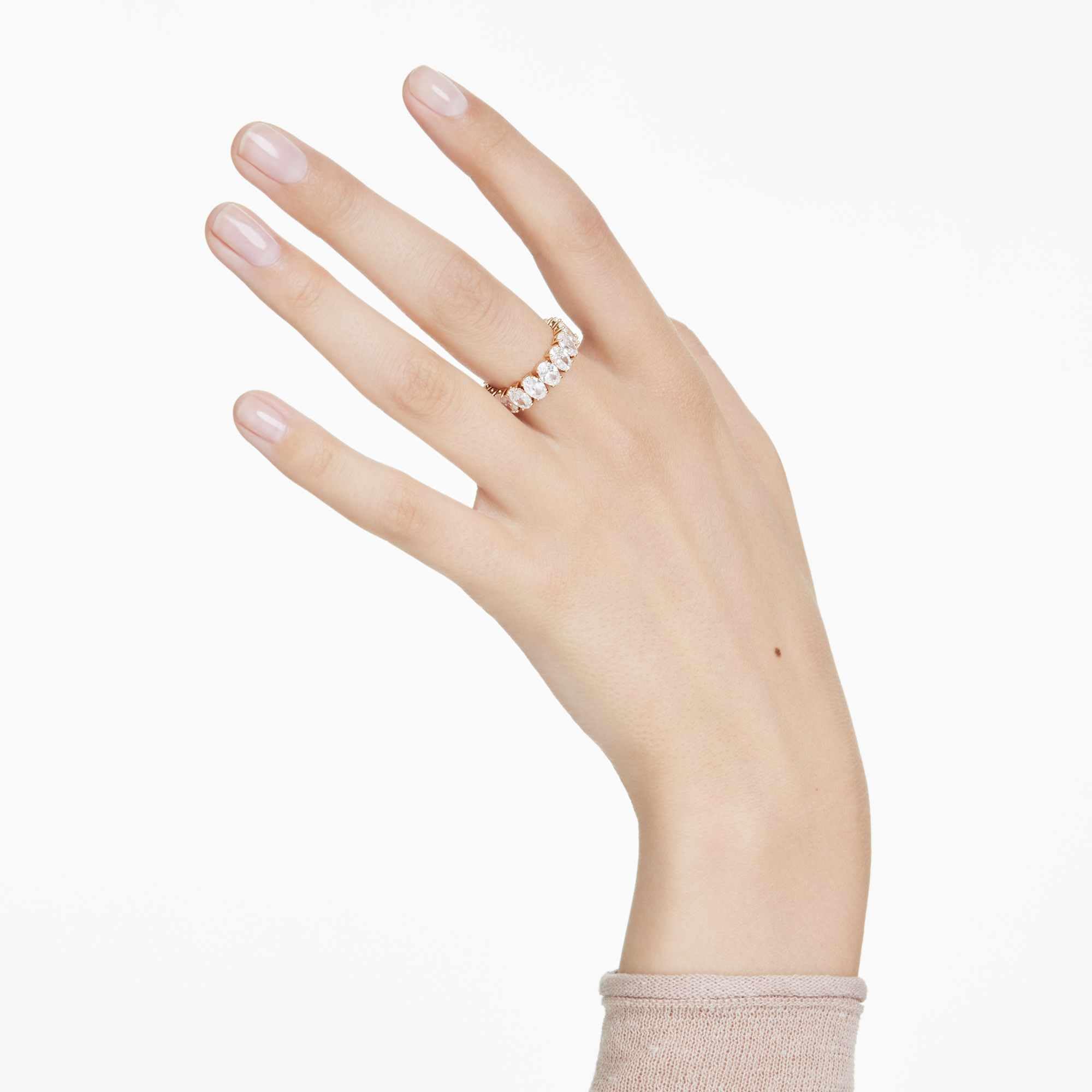 Swarovski Anillo Matrix, Talla ovalada, Blanco, Baño tono oro