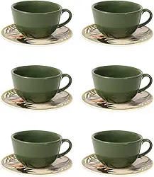 Jogo de 6 Xícaras G 200 ml Com Pires Oxford Unni Tropicano