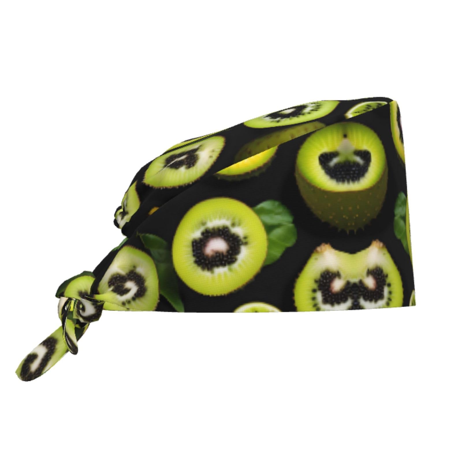 YYHHAOFA Breathable Work Hat Green Kiwi Printed for Chef, Nursing, Spa, Facial Care, Fitness