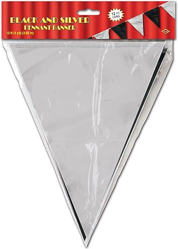 Miniatura 5 de Beistle Guirnalda de borlas de 8 pies-BLKSI, 11 pulgadas x 12 pies, negroplata