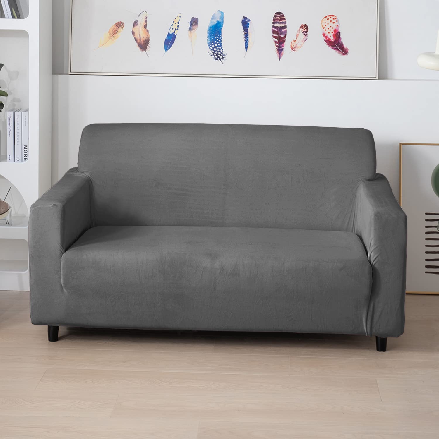 Burgundy Velvet Sofa Cover - 3 Seater -22