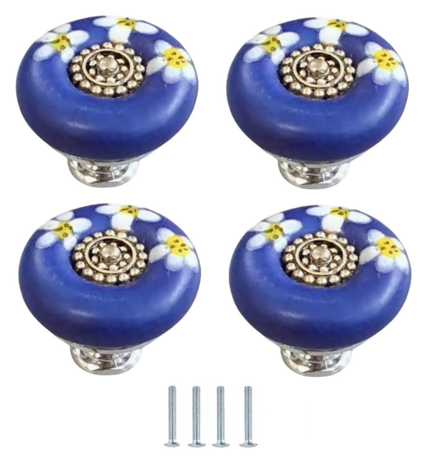 Lqzaxsrdr 34*27Mm Ceramic Cupboard Drawer Handle Knobs, Ceramic Door Drawer Knobs Handles Multicolor 4 Pack(34 * 27Mm)