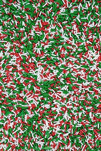 SPRINKLY - Matt Sugar Strands - Red, White & Light Green - 175ml/6oz Pot