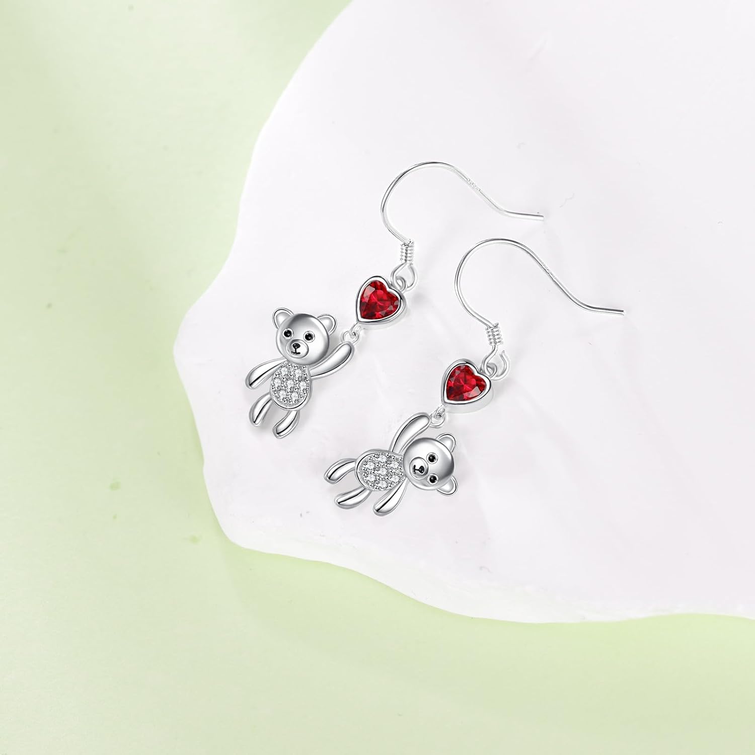Teddy Bear Drop Dangle Earrings S925 Sterling Silver Heart Cute Bear Danging Earrings Jewelry Gift for Women - Image 3