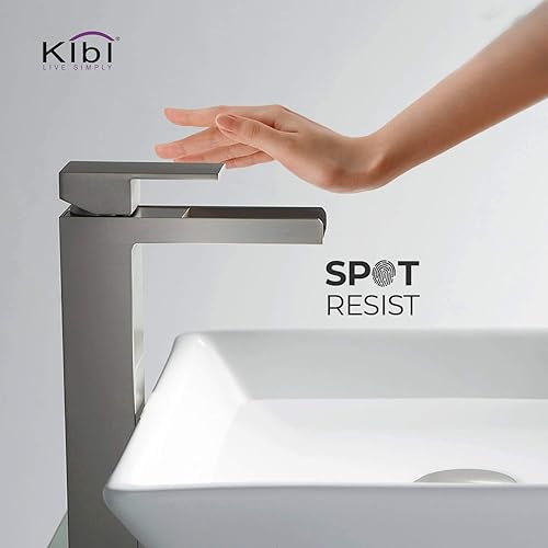 Vista 19 de KIBI Grifo de lavabo de baño en cascada Grifo de latón de una sola manija con manguera de suministro de agua Construcción de latón duradero