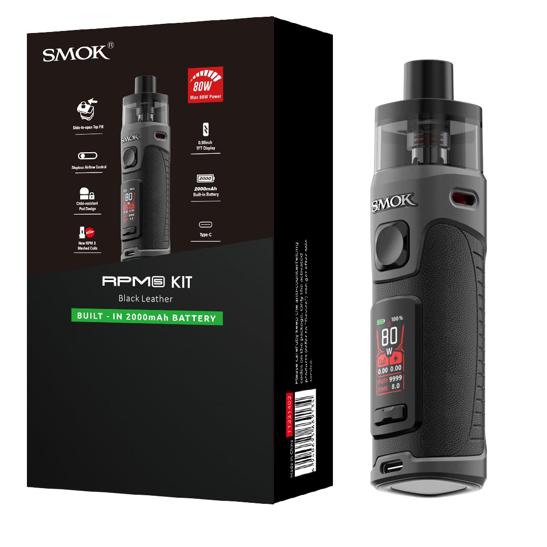 SMOK RPM 5 Kit Pod Sigaretta Elettronica 80W 2000mAh 6,5 ml Pelle nera