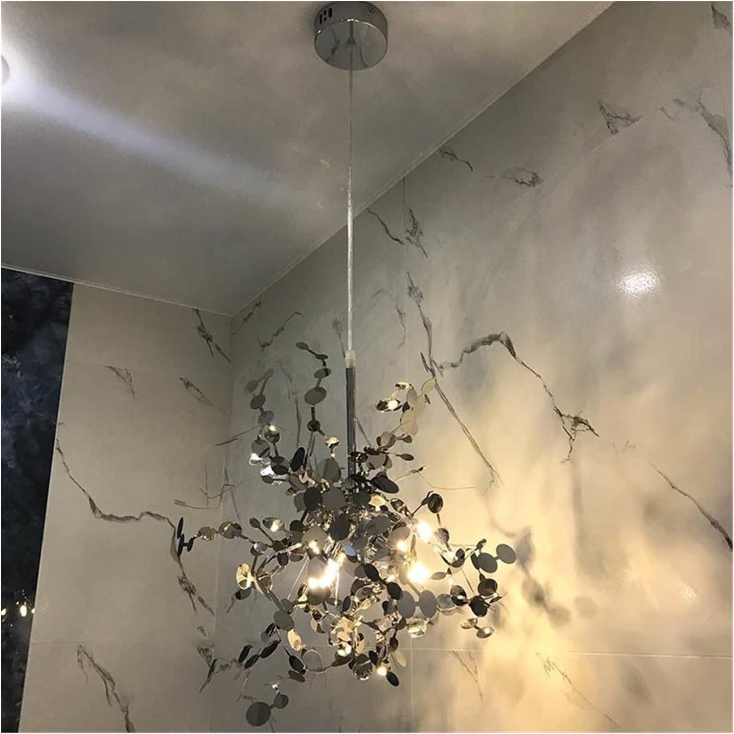 HYJAUSXB Chandelier, Chandelier Modern Led Pendant Lights - Stainless Steel Ceiling Hanglamp Light for Kitchens(Tricolor,Sliver 1 Head)