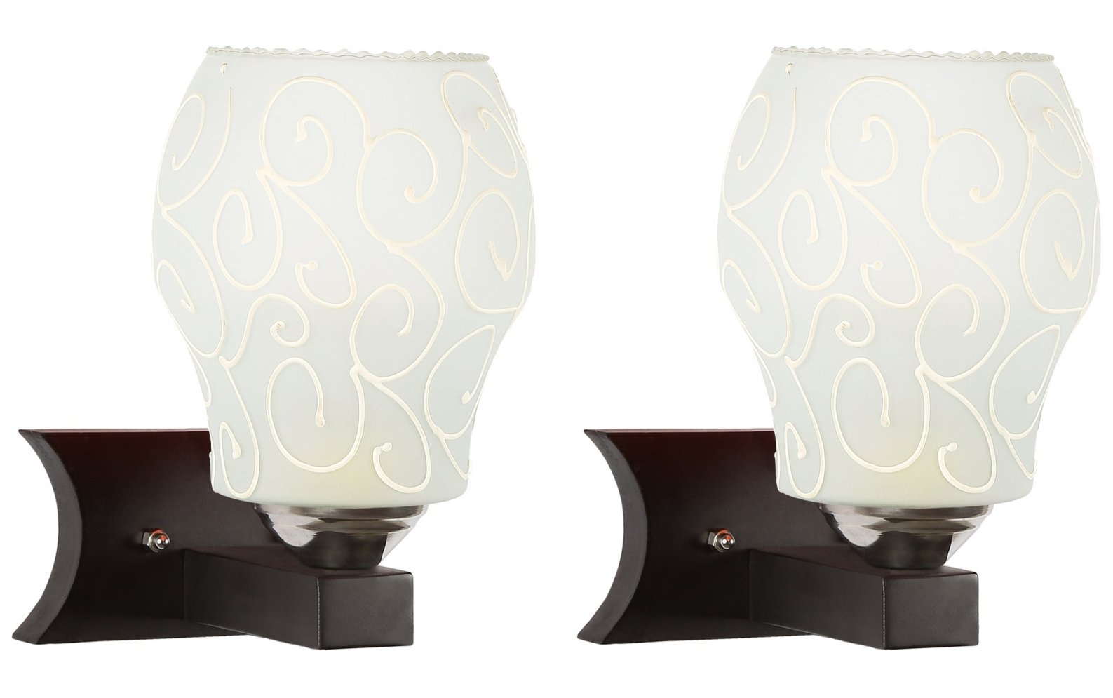 Somil Modern Black Wall Lamp with Hand- Decorated Glass Shade, Ideal for Indoor Lighting Decoration, Pack of 2, 19.5 X 27 X 28 CM