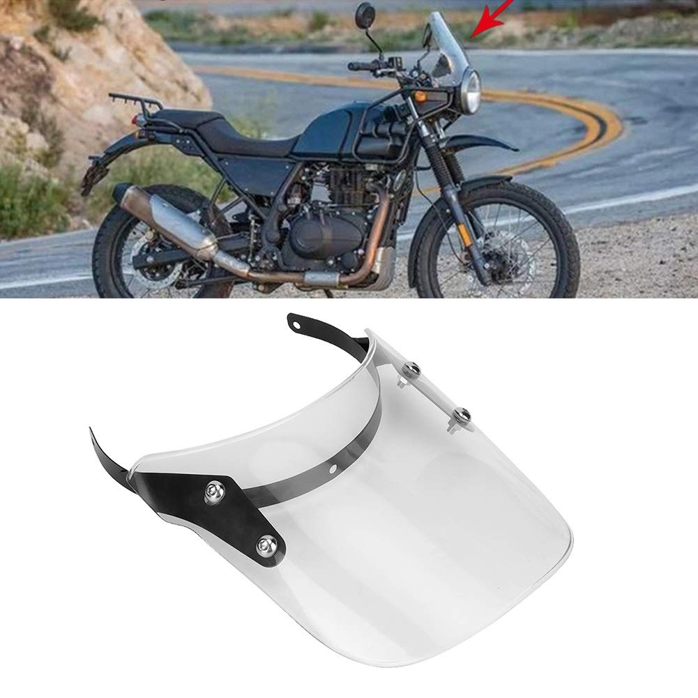 VOBOR Parabrezza Universale, Parabrezza Naked Classic 500c Trasparente, Deflettore Vento Moto Universali Cupolino Compatibile con Royal Enfield