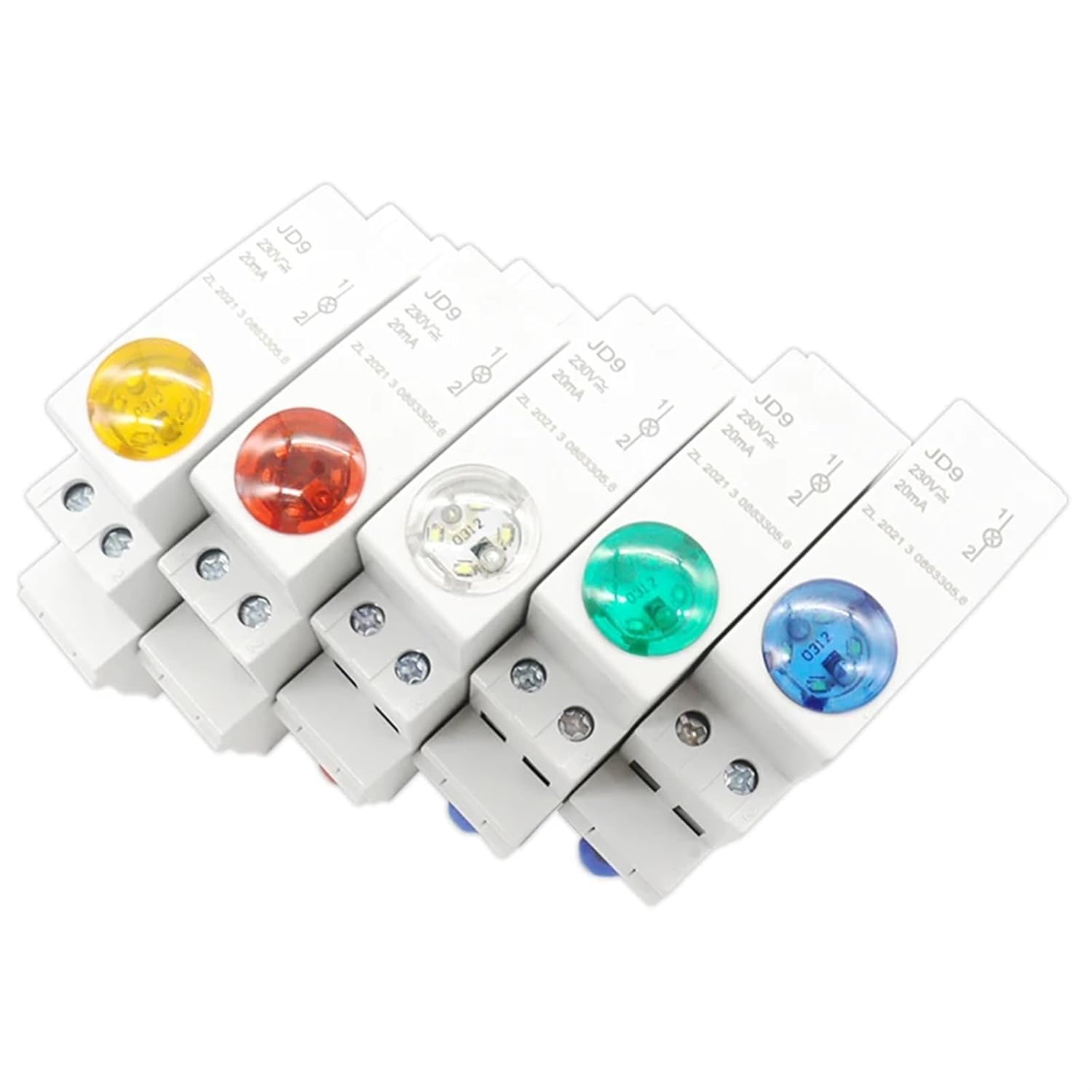 Din Rail Mount LED Signal Lamp Series AC/DC 24V 220V Indicating Indication Pilot Lights JD9(220V red and Green)