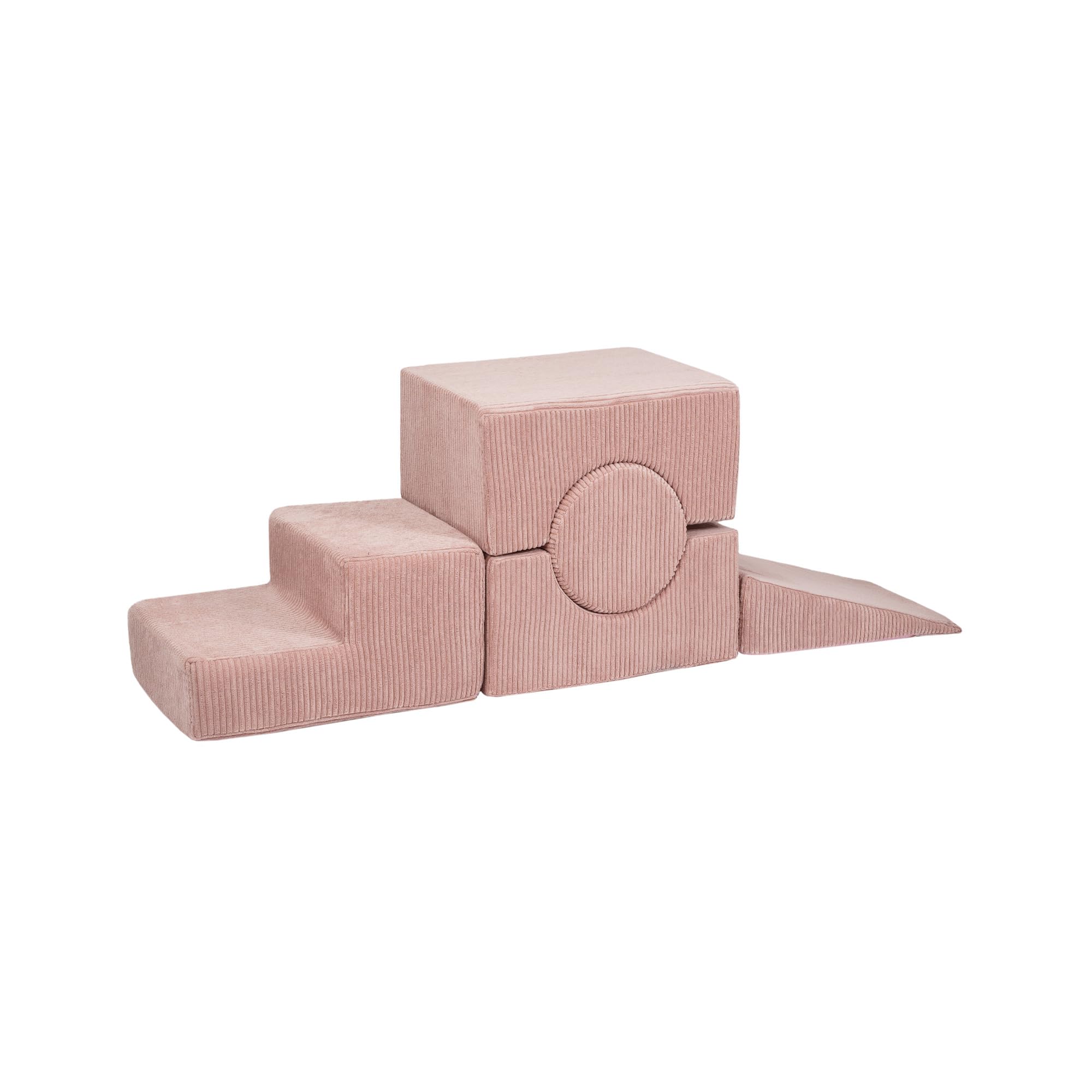 MEOWBABY Baby Speelset 5-Stukken Schuim Speelblokken Kinderkamer Schuim Speelset Schuim Module Speeltuin, Ribfluweel, Poederroze