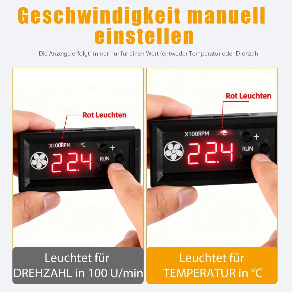 Controllo ventola DC 12 V PWM 4 pin con display digitale temperatura e velocità di rotazione – controllo della temperatura per ventola PC a 4 fili – regolatore di velocità 12 V ventilatore