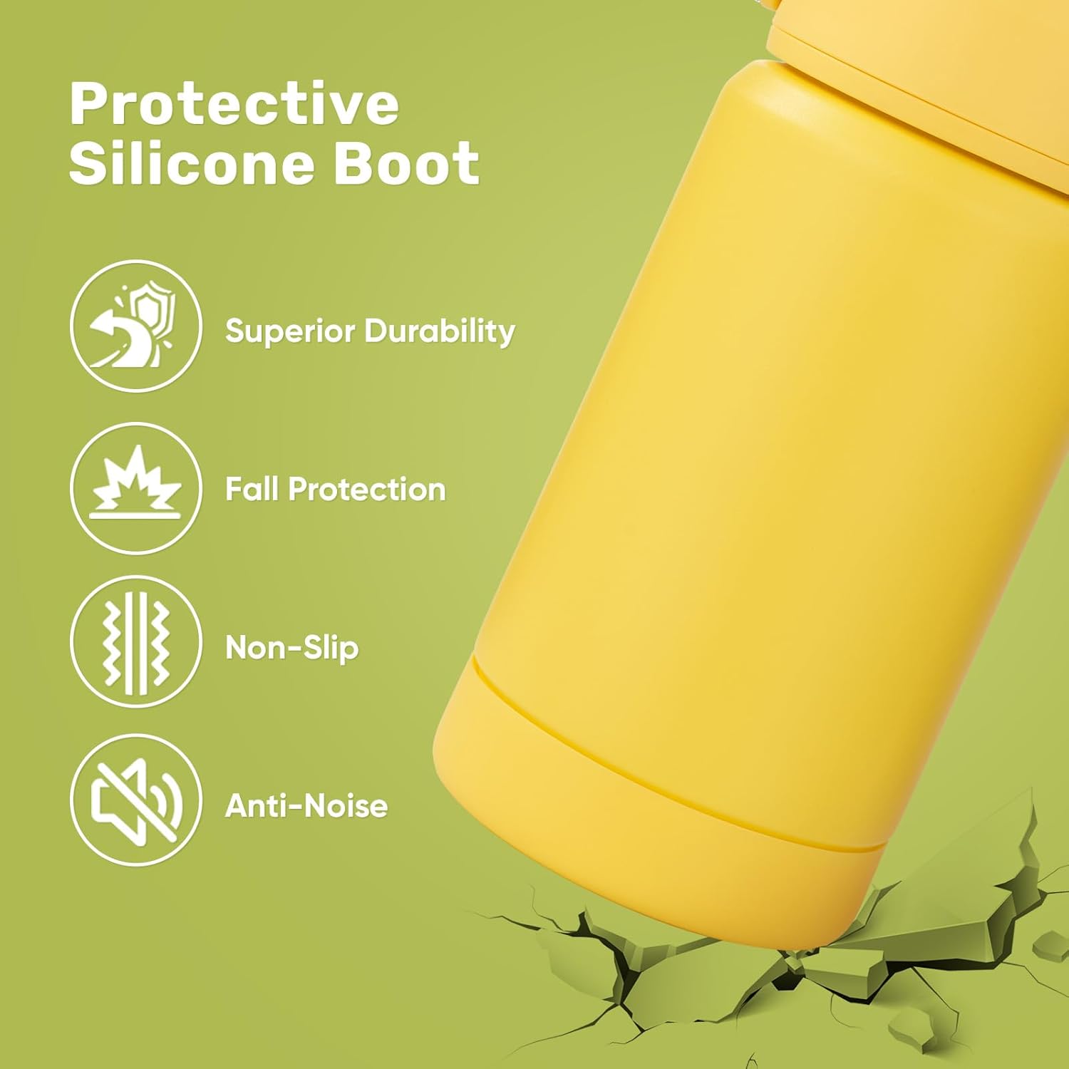 12 oz Water Bottle, Kids Water Bottles for School, Toddler Cup with Straw & Handle, 304 Stainless Steel Insulated Water Bottle, Non-slip Silicone Base, BPA Free, Yellow - Image 4