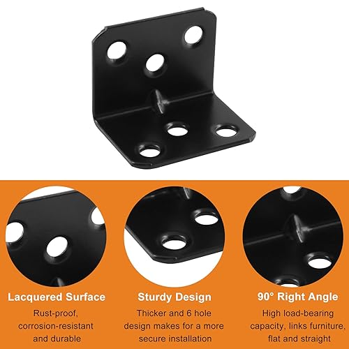 Miniatura 3 de 24 soportes de esquina, soporte de estante de acero inoxidable con forma de L, soporte de ángulo recto de 1 x 1 x 1.4 pulgadas, soportes de estante