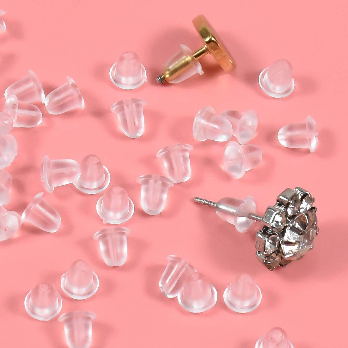 500 Ferma Orecchini In Silicone Trasparente - Chiusure Anti-Allergiche Con Scatola Portatile - Foto 12