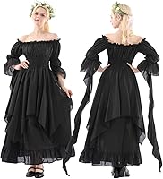 Vista 48 de NSPSTT Vestido victoriano, disfraz renacentista para mujer, vestido de bruja gótico, vestido de boda medieval