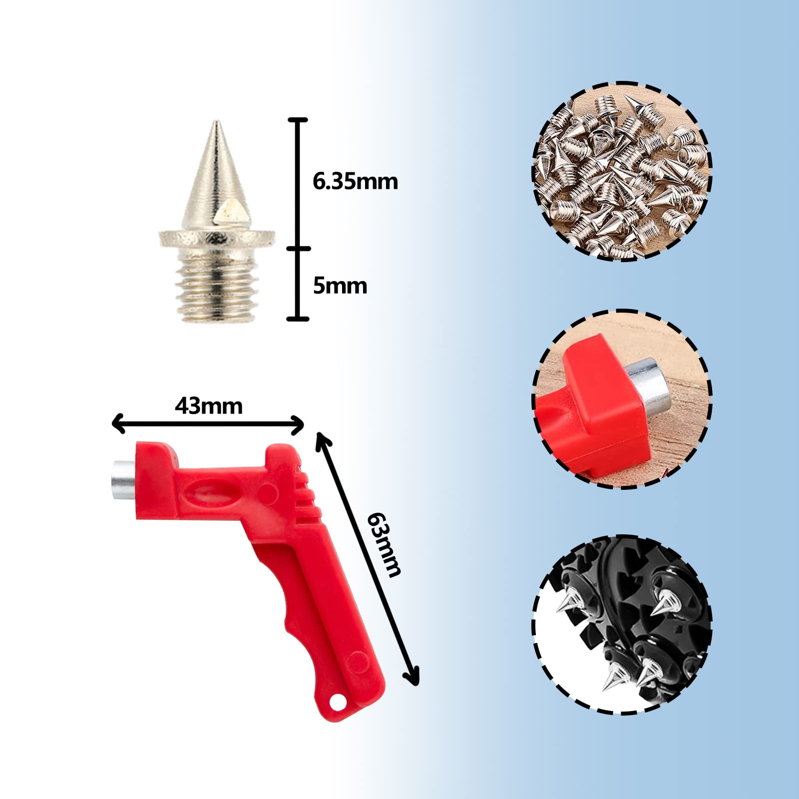 Confezione da 50 Chiodi Chiodi da 6 mm - Chiodi di Ricambio per Scarpe con Chiodi da Atletica con Chiave a Punta, Robusti Chiodi da Cross Country per Saltare Corsa Escursionismo Pista di Plastica