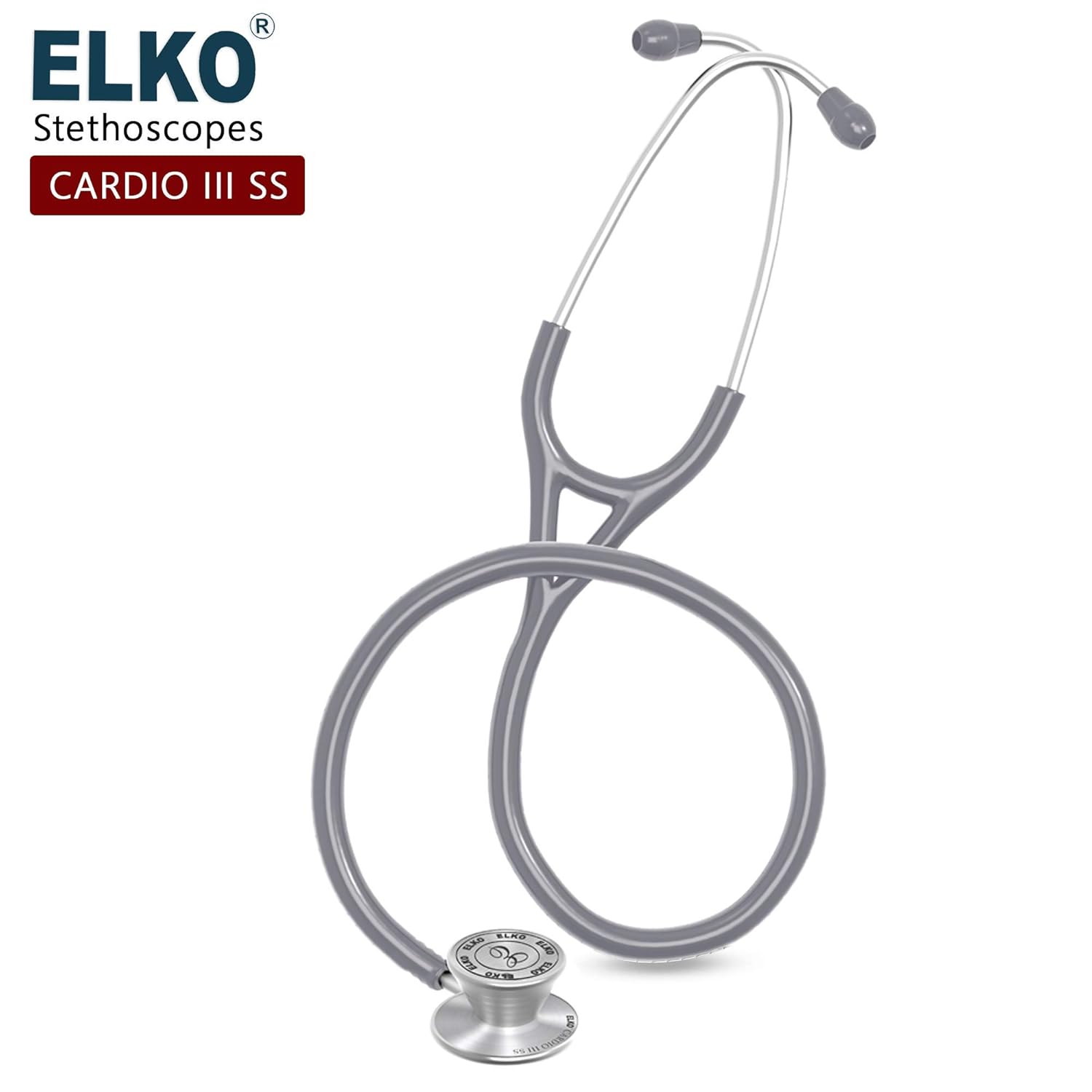 ELKO EL-060 Cardio III SS Stainless Steel Acceptive Stathoscope | Two-way PVC tubing | Double -sided chestpiece for adult and pediatric patients | Doctors and Medical Students (Gray) ELKO EL-060 Cardio III SS Stainless Steel Acceptive Stathoscope | Two-way PVC tubing | Double -sided chestpiece for adult and pediatric patients | Doctors and Medical Students (Gray)