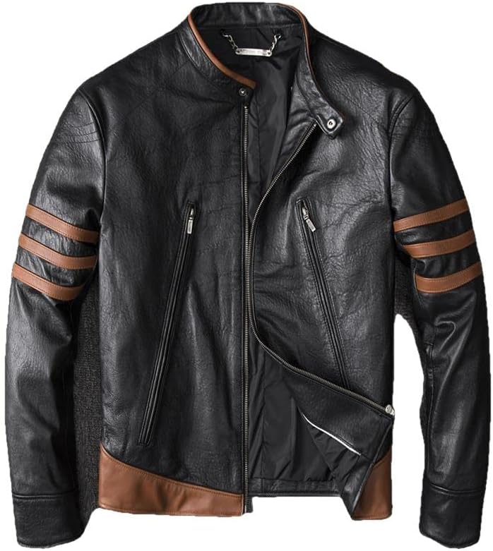 Vintage Biker Distressed Black Cowhide Motorcycle Leather Jacket for Men with Air Vents (as1, alpha, 4x_l, regular, regular, Dusky Brown)