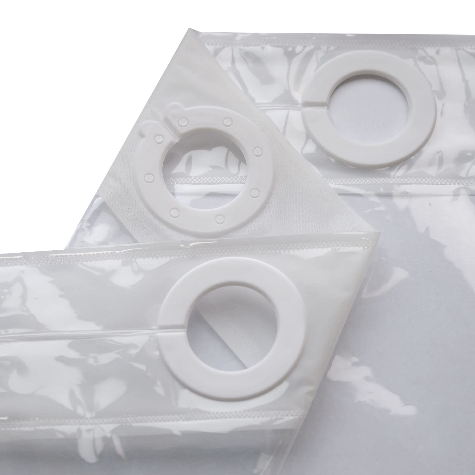 YISURE Doublure de rideau de douche extra longue sans crochet en plastique PEVA transparent imperméable et robuste pour salle de bain 180 x 243 cm