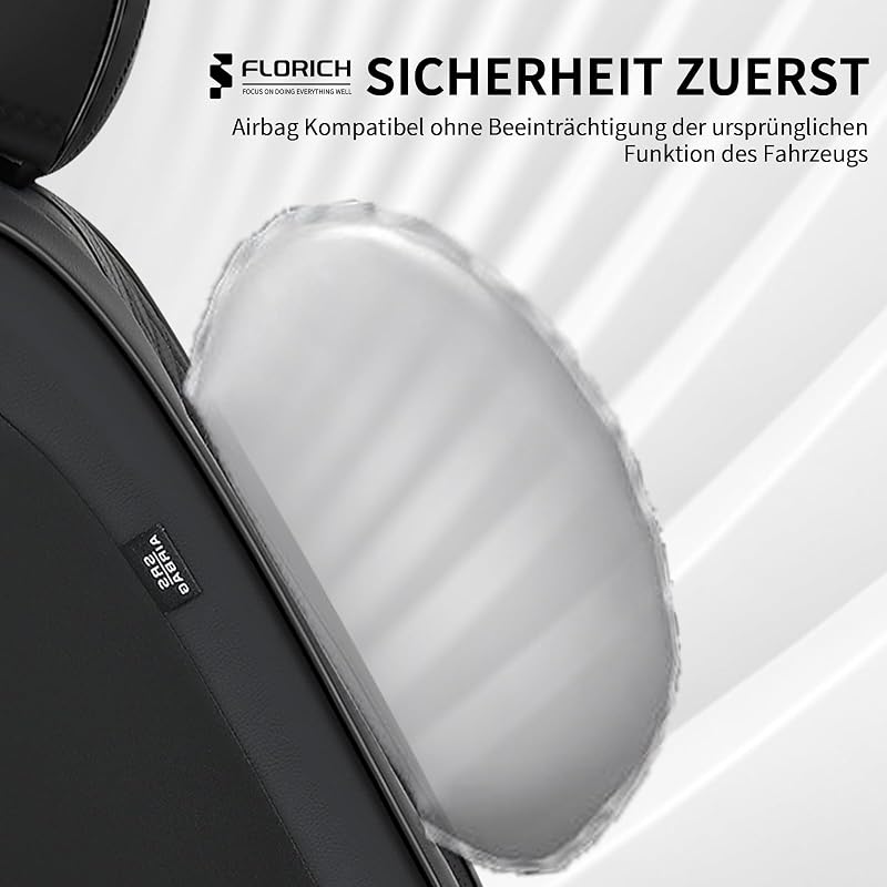 FLORICH Autó Üléshuzat Szett 5 Részes PU Bőr Vízálló Univerzális - Whole set, black