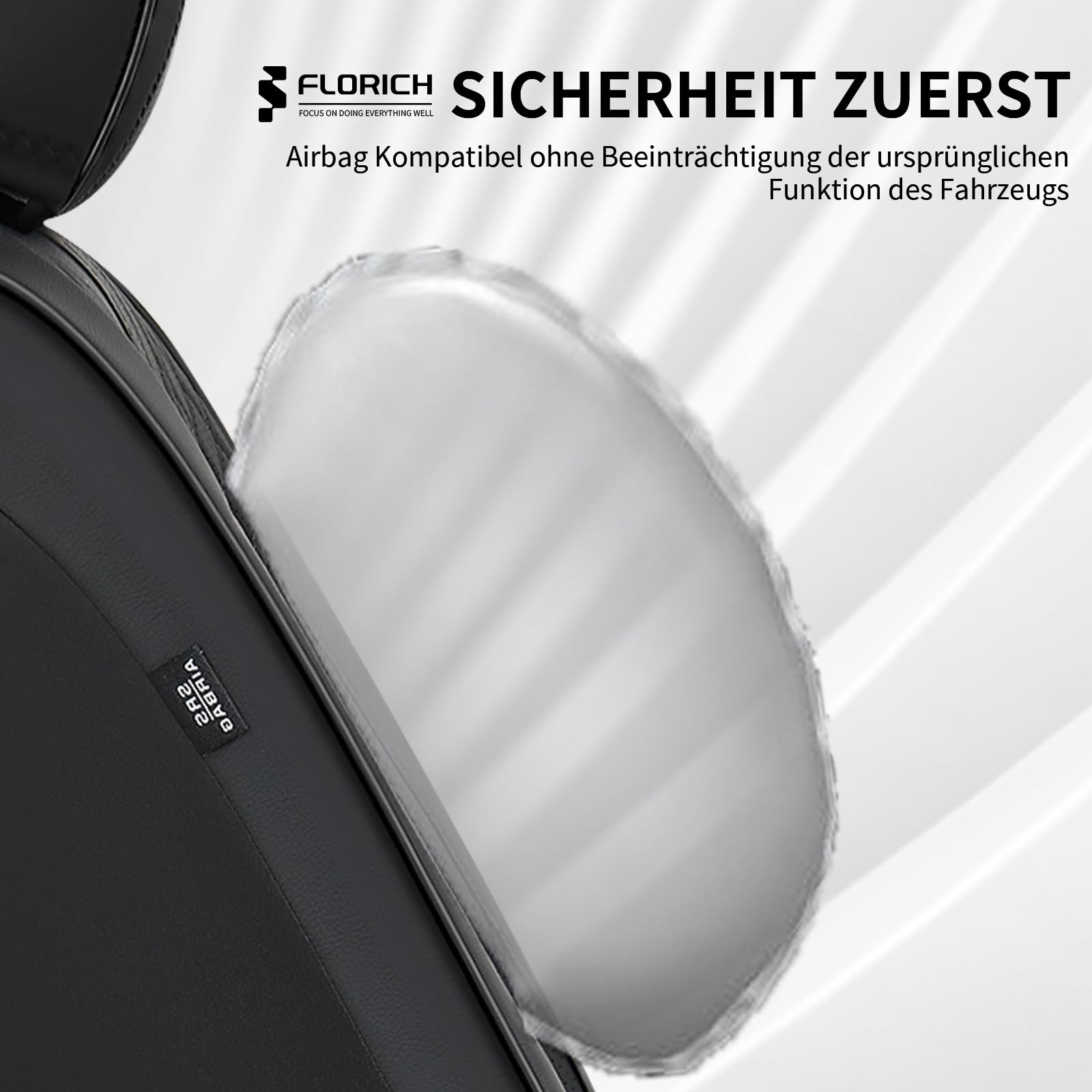 FLORICH Fundas Universales para Asientos de Coche para los Asientos Delanteros y Traseros, Fundas de Cuero Impermeables, Aptas para la Mayoría de Turismos, SUV (Juego Completo, Negro)