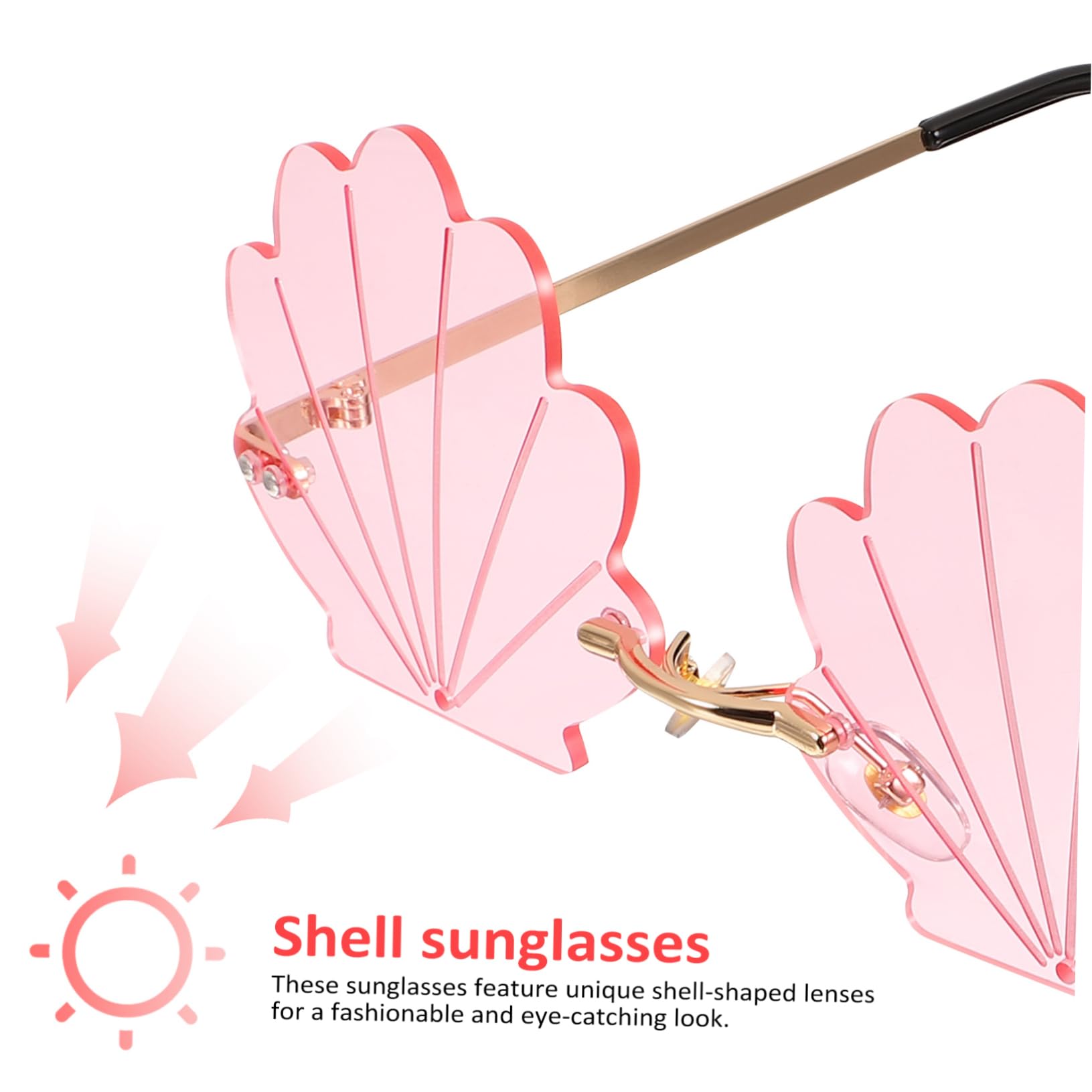 TOGEVAL 2 Pcs Women's Sunglasses Seashell Lenses Frameless Glasses Mermaid Shell Party Props Fun Eyewear