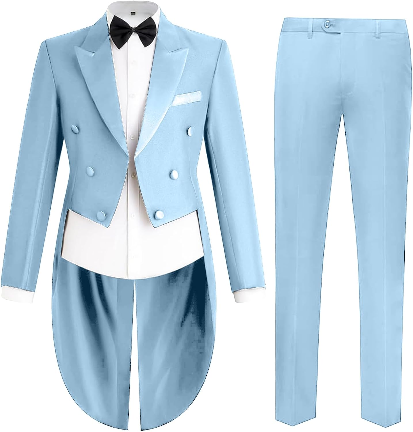 2 Piece Slim Fit Men's Tuxedo Suit Mens Tailcoat Suit Double Breasted Swallow Tailed Coat Jacket Pants Set