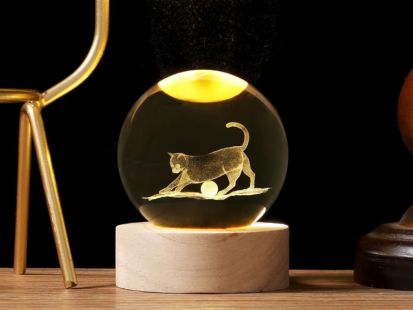 SAHOOTTIE 60mm 3D Cat Crystal Ball Paperweight Cat Gifts for Women Cat Gifts for Cat Lovers Cat Memorial Gifts Cat Lover Gifts Glass Ball Cat Ornament-F - Image 2