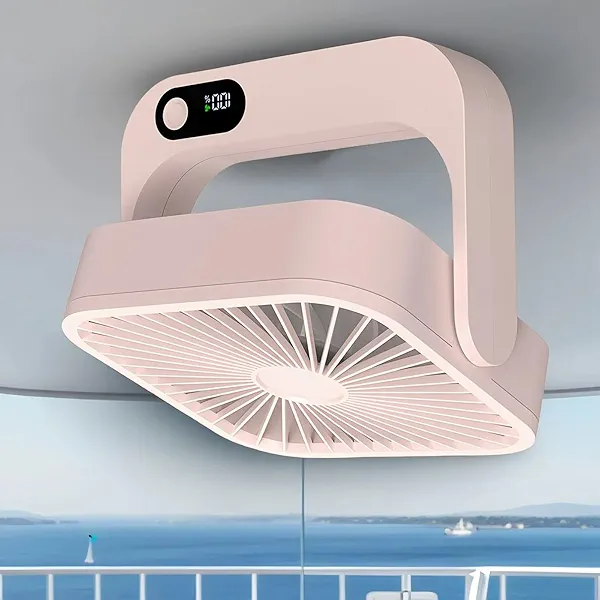 GIIKNEW Magnetic Cruise Ship Approved Fan, 5000mAh Battery Operated Portable Fan with 5 Speeds, Magnetically Sticks on Cabin Ceilings and Walls, Cruise Essentials 2025 - Pink
