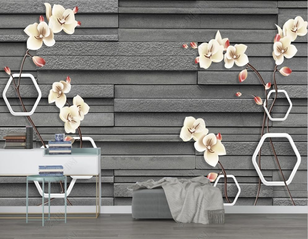 Papier peint intissé fleurs 3D haut de gamme décor mural géant