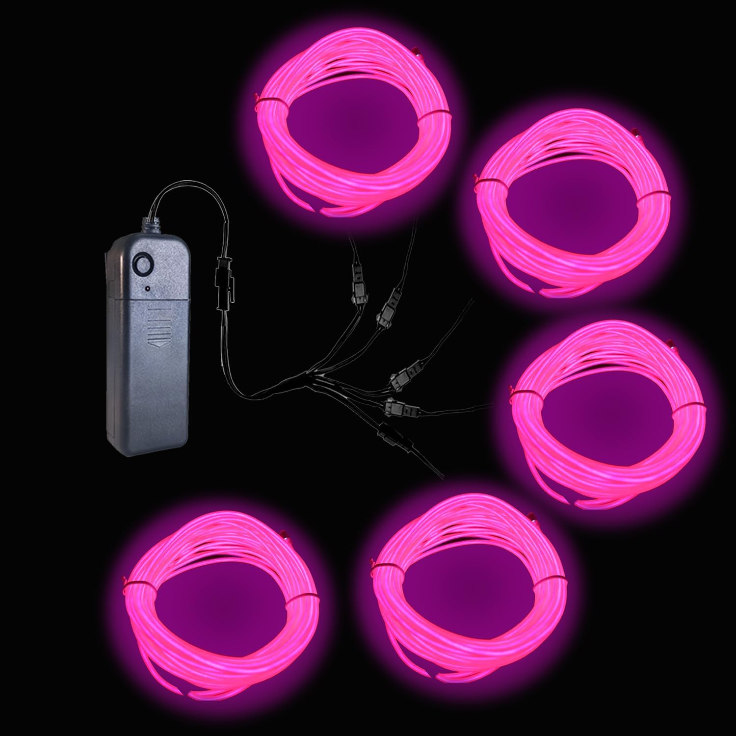 Gcidto Neon Light 5-in-1 Metre EL Wire, a Decorative Lighting Strip with Three Illumination Modes, Suitable for Various Occasions Such as Birthday Parties, Halloween, and More. (Pink)