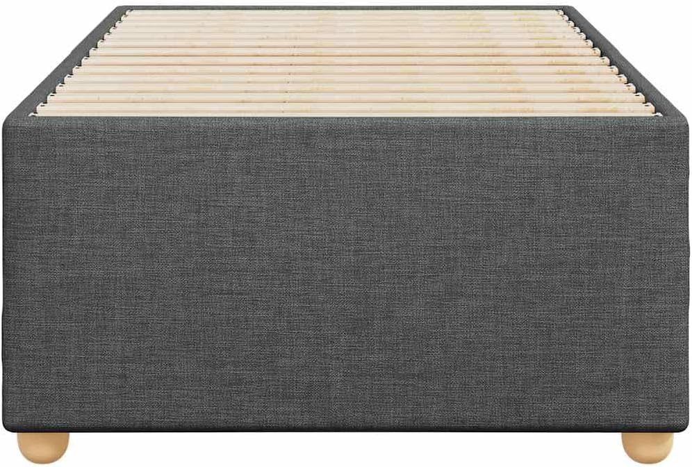 Twin Bed Frame Dark Grey Polyester Fabric, Engineered Wood Platform Foundation with Slatted Mattress Support, Sturdy and Durable Design for Modern Minimalist Bedroom Furniture