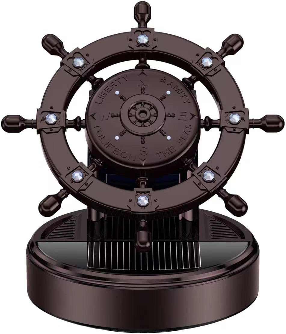 Ashtash Auto Ship Steering Design Solar Power Perfume for Car Dashboard- Black