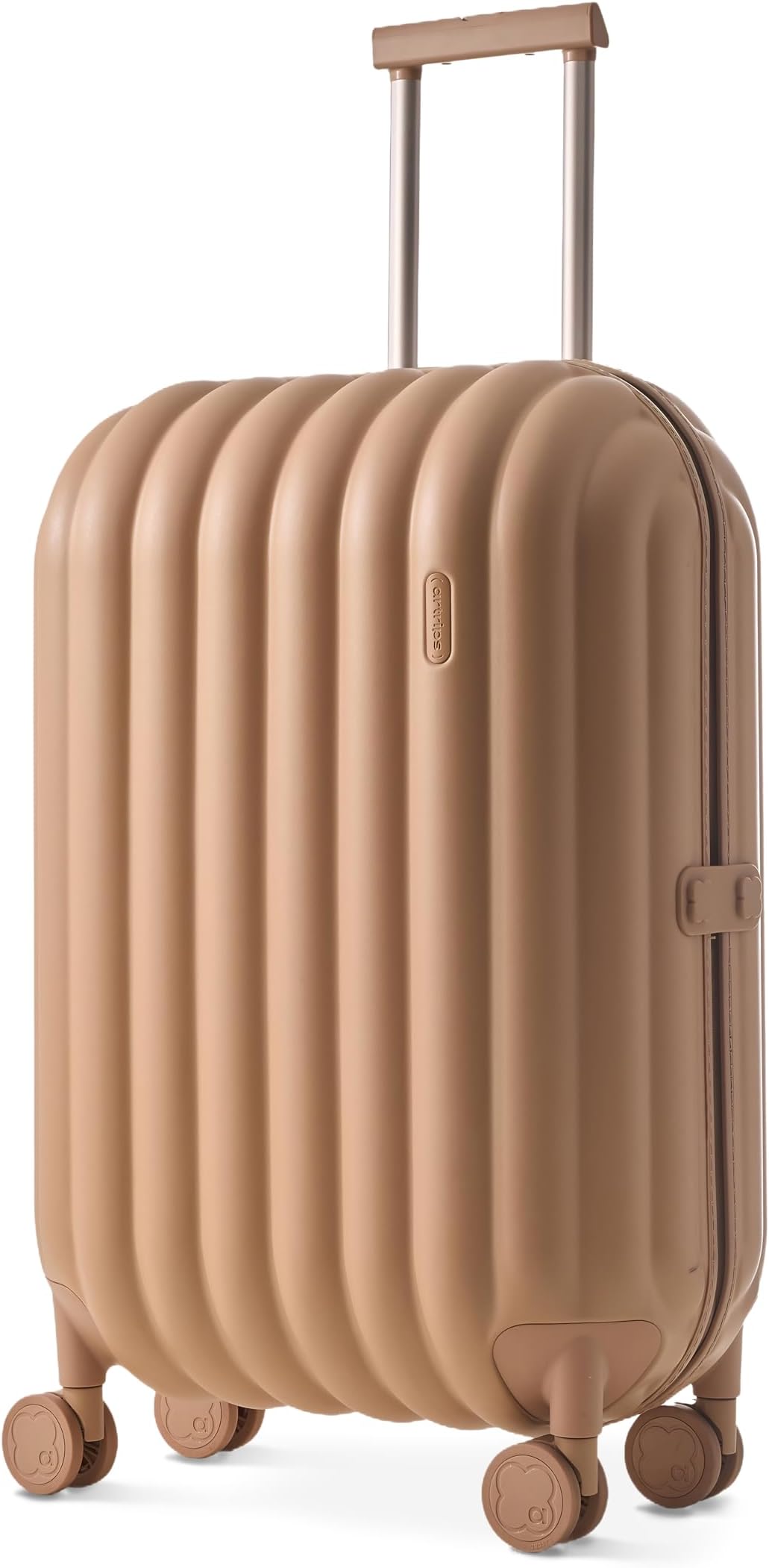 artrips Hardside Luggage Set, Lightweight German PC Matte Suitcase with Spinner Wheels, TSA Lock, Carry-On & Checked Luggage for Travel, Brown, 24 Inch Medium Checked, Bread Design