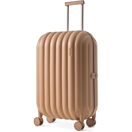 artrips Checked Luggage 24 Inch, Lightweight Hard Shell Suitcase with Spinner Wheels, Medium Travel Suitcase for 4–7 Day Trips, Brown
