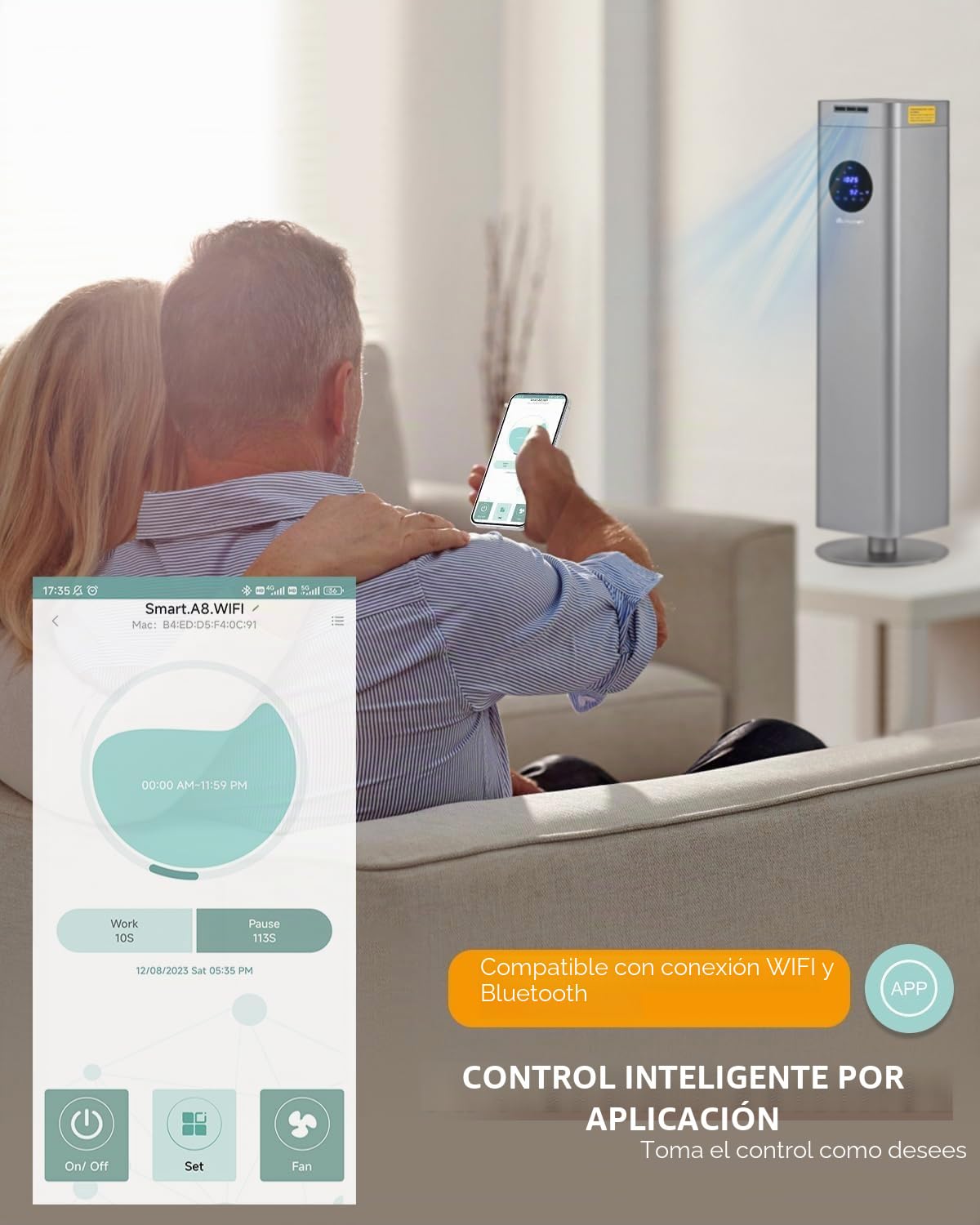 Mxmoonant Máquina de Fragancia sin Agua, Botella 1500ml | Control App/WIFI, 3000m³, pantalla táctil, cuerpo de aluminio, para oficina/restaurante/hotel