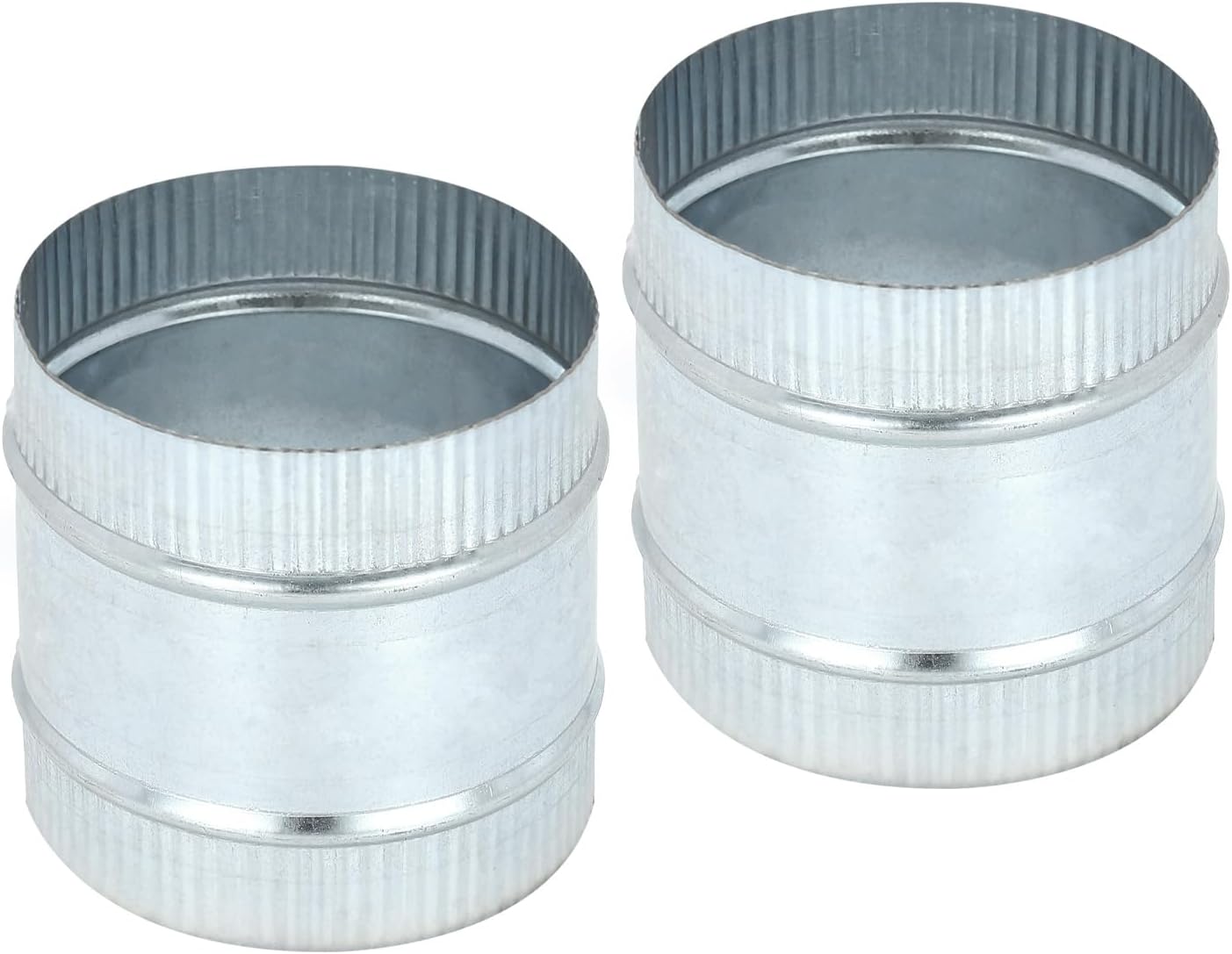 PATIKIL 6 Inch Duct Connector Coupling, 2 Pcs Galvanized Steel Straight Dryer Vent Coupler Flexible Ducting Collar Connector Round Crimped Ventilation Duct Extension for HVAC System Pipe