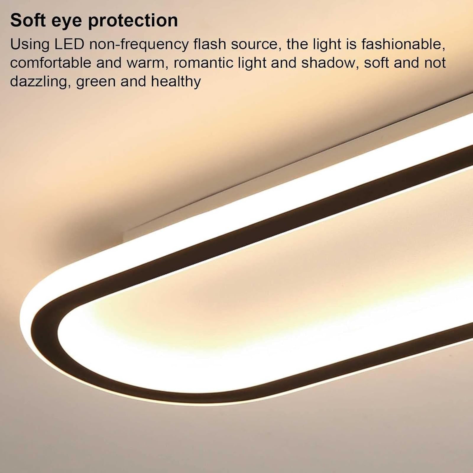 Metallo Plafoniera LED Rettangolare 24W Lampada da Soffitto Moderna Alluminio Iluminazioni da Plafoniere 100W Equivalente Illuminazione per Soggiorno Camera da Letto (Bianco Luce Calda,60CM)