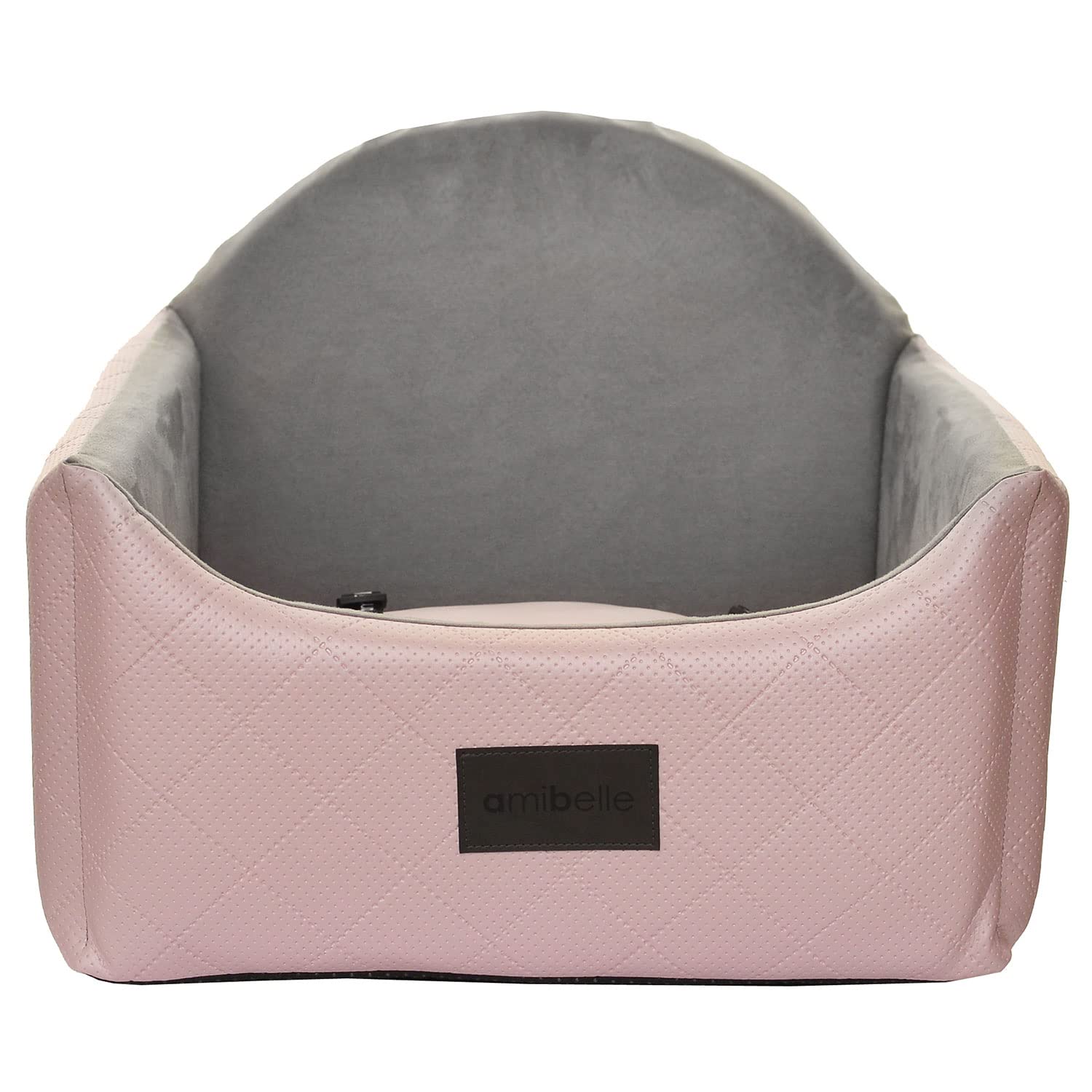 Hunde Auto Sitz, Hundebett 2in1 | Autositz für Hunde, Rückbank, Vordersitz | Universal Waschbar Hundeautositz für Hunde und Katzen | Farbe: Rosa | Kunstleder, Flauschig Plüsch | Große: 48 x 48 cm