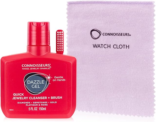 Connoisseurs Jewellery Cleaner Gel & Watch Polishing Cloth Kit | 150ml Jewellery Cleaner Solution & Watch Cleaning Cloth for Silver, Gold & Diamond