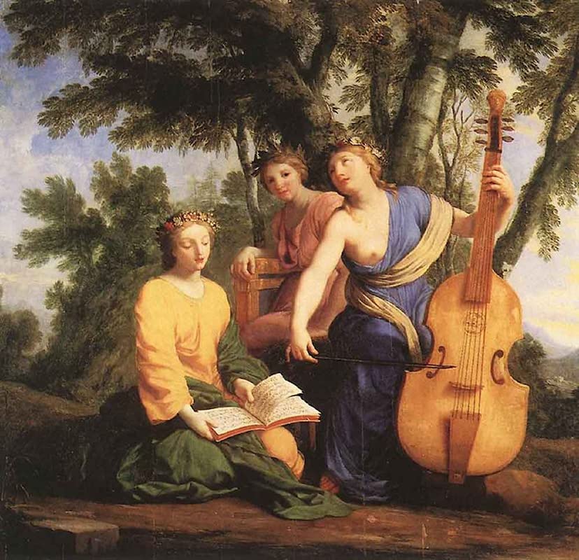 Affiche Impression d'art Erato et Polymnie Eustache Le Sueur Image sur toile