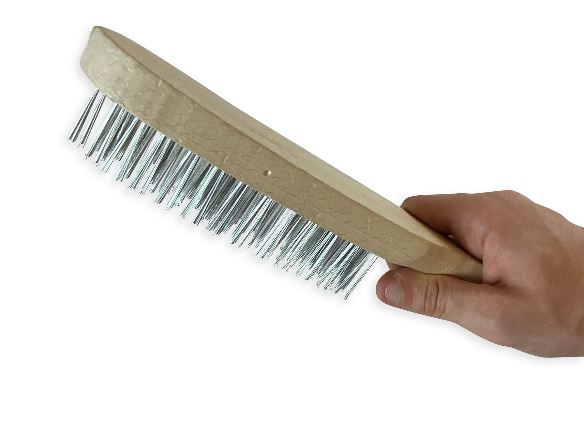 Kibros Brosse métallique main soudeur inox 4 rangs haute densité hêtre