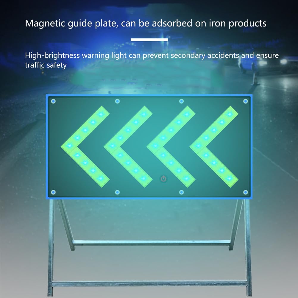 Señal LED de advertencia de tráfico intermitente, señal de flecha de carretera plegable con energía solar, luz guía de tráfico, para mantenimiento de carreteras y señal de emergencia